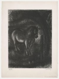 Simon Goldberg (1913-1985) - Mid 20th Century Etching, Horse Beside Tree