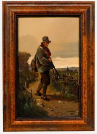 line Jules Bertrand Gélibert (1834-1916) - 1887 Oil, The Gamekeeper