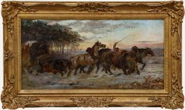 William H. Hopkins (fl.1853-1892) - Signed 1869 Oil, The Long Road Home