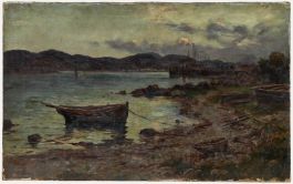 Alexander Lawson (act.1890-1903) - Late 19th Century Oil, Estuary at Dusk