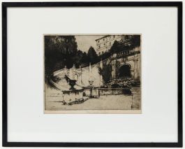 May Louise Greville Cooksey (1878-1943) - Framed Etching, Villa d'Este, Tivoli