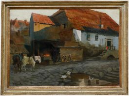 Emil Kiemlen (1869-1956) - Framed Mid 20th Century Oil, Outside the Forge