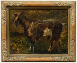 Edouard Woutermaertens (1819-1897) - Mid 19th Century Oil, Goat in a Meadow