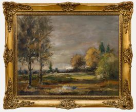 Simon Hohenegger (1898-1990) - Framed Mid 20th Century Oil, Overcast Landscape
