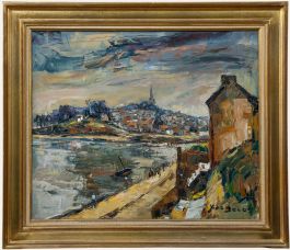 Yves Becon (1907-2004) - Framed Mid 20th Century Oil, View of Trouville sur Mer