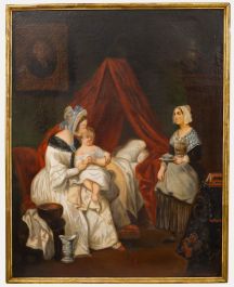 Ulysse Isnard after Achille DevÉria (1800-1857) - 1859 Oil, The Child's Lunch