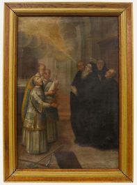 Framed 18th Century Oil - Saint Benedict of Nursia