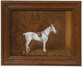 Reuben Ward Binks (1880-1950) - Framed Gouache, Grey Horse in a Stable