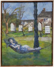 Joanne Thomson (1935-2024) - Double Sided 1956 Oil, Snoozing in the Hammock
