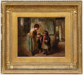 Edwin S. Grigg - Framed 1874 Oil, Feeding Time