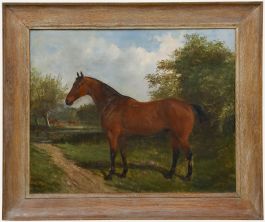 Circle of John Duvall (1816-1892) - Framed Oil, Bay Horse in a Landscape