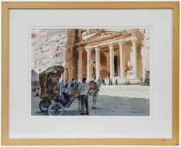 Gerald Woolley (b.1929) - Framed 20th Century Watercolour, Al-Khazneh, Jordan