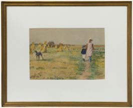 Lionel Percy Smythe (1839-1918) - 1891 Watercolour, Walking in the Countryside