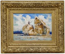 Fine Early 20th Century Oil - Cutting the Hayrick in Spring