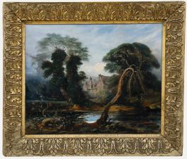 Framed Late 19th Century Oil - View from the Manor Pond