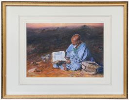Framed 20th Century Oil - The Hermit Scholar