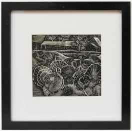 Mary Groom (1903-1958) - Framed Mid 20th Century Lithograph, Turkeys in the Snow