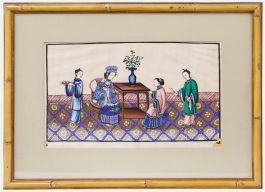 Chinese School 19th Century Gouache - Tea for the Lady