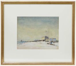 Robert G. D. Alexander (1875-1945) - Gouache, Beachfront with Bathing Huts