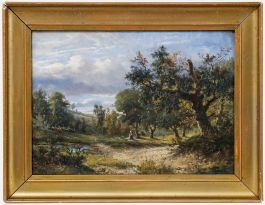 Abraham Hulk Junior (1851-1922) - Framed Late 19th Century Oil, Drying Washing