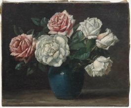 Frans Kops (1873-1951) - Early 20th Century Oil, Pink & White Roses