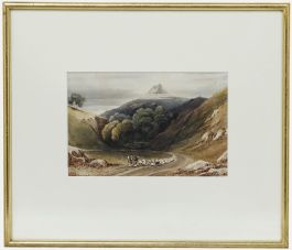 Mid 19th Century Watercolour - Mountain Landscape with Shepherds