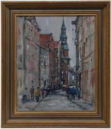 Oscar Bogel (1871-1964) - Framed Mid 20th Century Oil, A Street in Hamburg