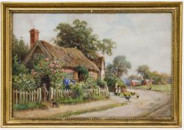 Joshua Fisher (1859-1933) - Early 20th Century Watercolour, Summer Cottage