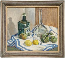 Bernard John William Bowerman (1911-1970) - Framed Oil, The Blue Bordered Cloth