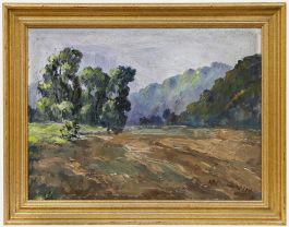 Framed 20th Century Oil - Muddy Pastures