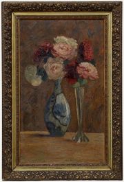 Impasto Early 20th Century Oil - Still Life of Roses