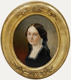 Biedermeier Period Mid 19th Century Oil - Lady in Black