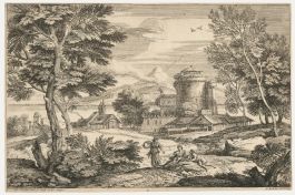 Adriaen van der Cabel (1631-1705) - 17th Century Etching, Figures in a Landscape