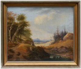 Framed 19th Century Oil - Admiring the Vista
