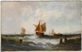 William P. Rogers (act.1842-1883) - 19th Century Oil, Ships off Deal
