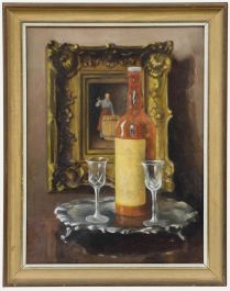 Kathleen E. Williams (act.1920-1959) - Mid 20th Century Oil, Drinks for Two