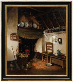 Arie Zwart (1903-1981) - Framed 20th Century Oil, Farmhouse Interior