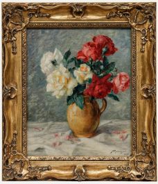 Aloyse Freyburger (1897-1990) - Framed 1927 Oil, Still Life with Roses