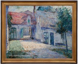 Early 20th Century Oil - Beguinage in Blue