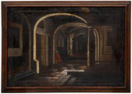 Manner of Filippo Gagliardi (1606-1659) - 19th Century Oil, Vaulted Interior