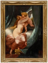 Framed 19th Century Oil - Venus & Cupid