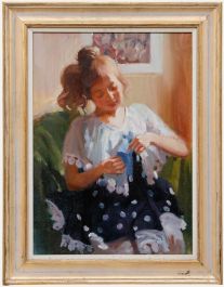 Attrib. Viktor Tchaus (b.1940) - Framed 1995 Oil, Making the Dress