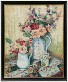 Auguste Drume (c.1930) - Mid 20th Century Oil, Nature Morte aux Fleurs