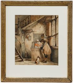 J. Theys - Framed 19th Century Watercolour, At the Inn