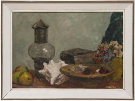 Adam Potgieter (1899-1982) - Mid 20th Century Oil, Still Life with Lamp