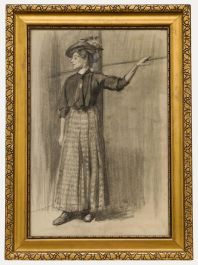 O. Muck (fl.1898-1907) - Early 20th Century Charcoal Drawing, An Elegant Pose