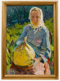 Mikhail Gavrilovich Belsky (1922-1994) - 1960 Oil, Girl with Yellow Gourd