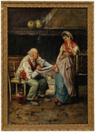 Raffaele Frigerio (1875-1948) - Framed 19th Century Oil, Tied Together