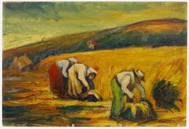 Mary André - Impressionist 1962 Oil, Hay Picking