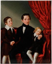H. Mager - Biedermeier 1840 Oil, Father and his Sons